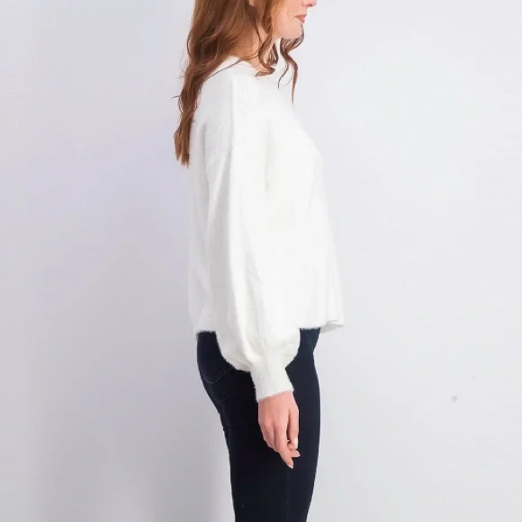 Rachel Roy fuzzy ivory felicity sweater NWT! Large - Picture 3 of 9